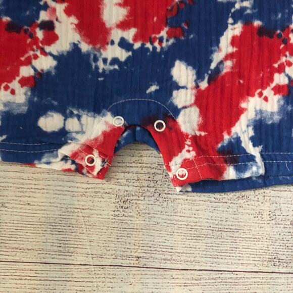 Chick Pea Two Piece Summer Style Sleeveless Blue and Tie Dye Romper Set Sz 3-6 M - Picture 5 of 16